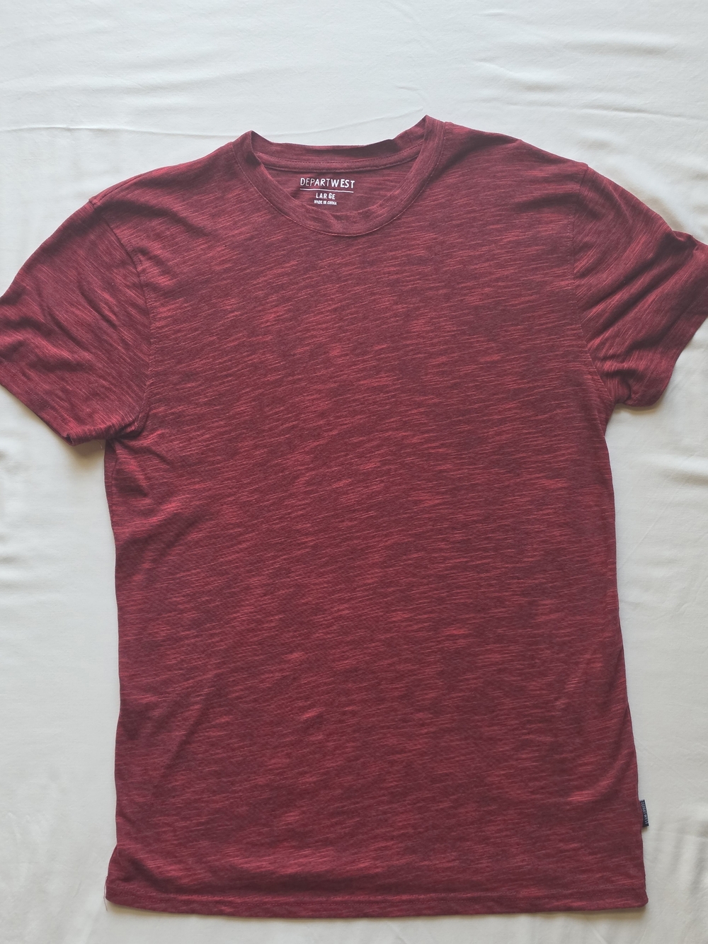 Departwest Men's Marled Red Crew Neck Short Sleeve Tee